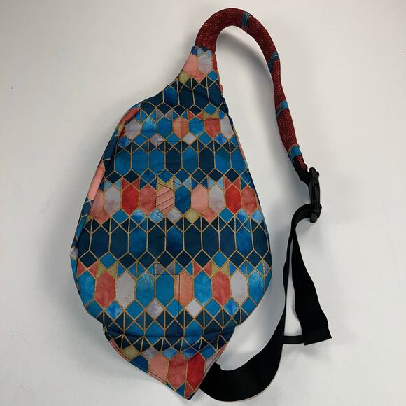 Kavu Rope Sling Backpack Bag Stained Glass Print Multi Pocket display picture 2